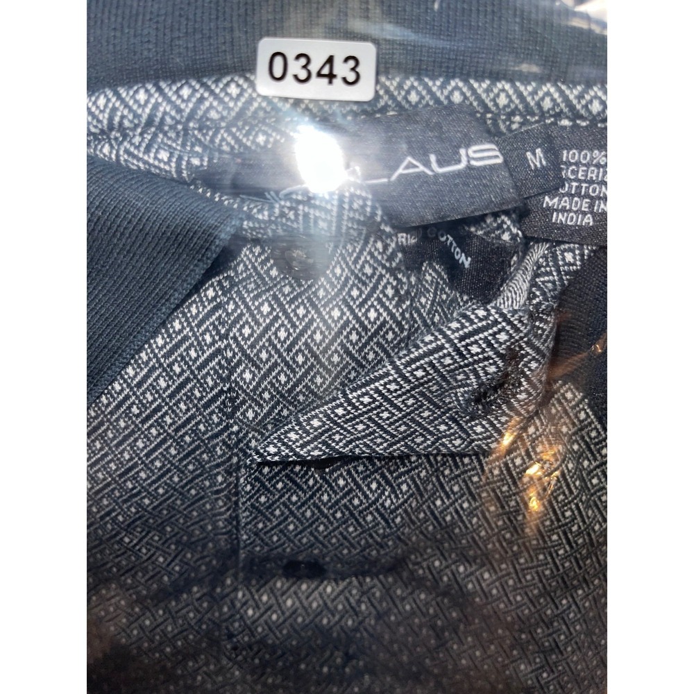 Jack Nicklaus Golf Polo Shirt Men's M Navy Blue White Geometric All Over Print - Picture 9 of 9